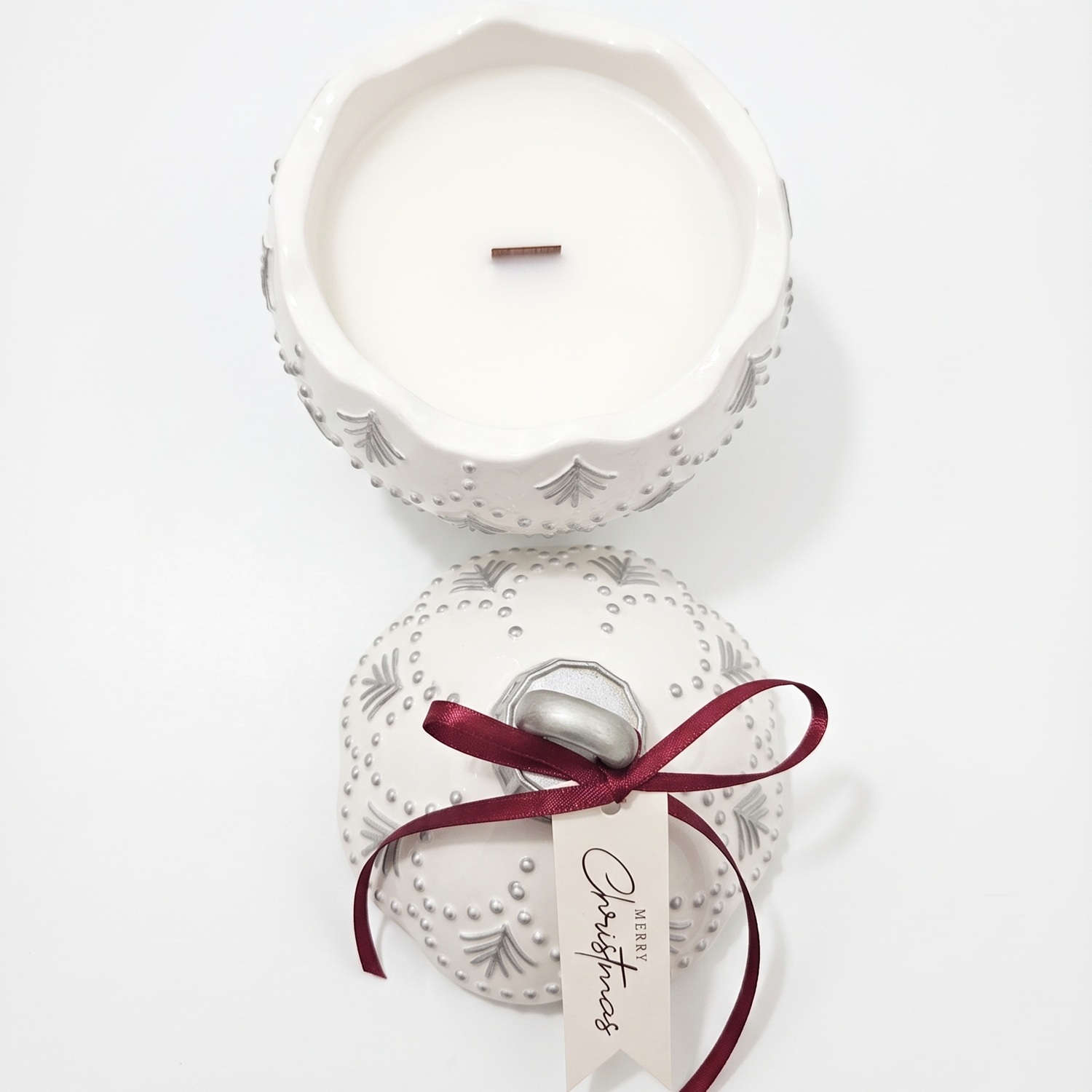 Sviečka Christmas Bauble Enchanted MINI - Biela / Strieborná / Zimné Kúzlo/ MINI