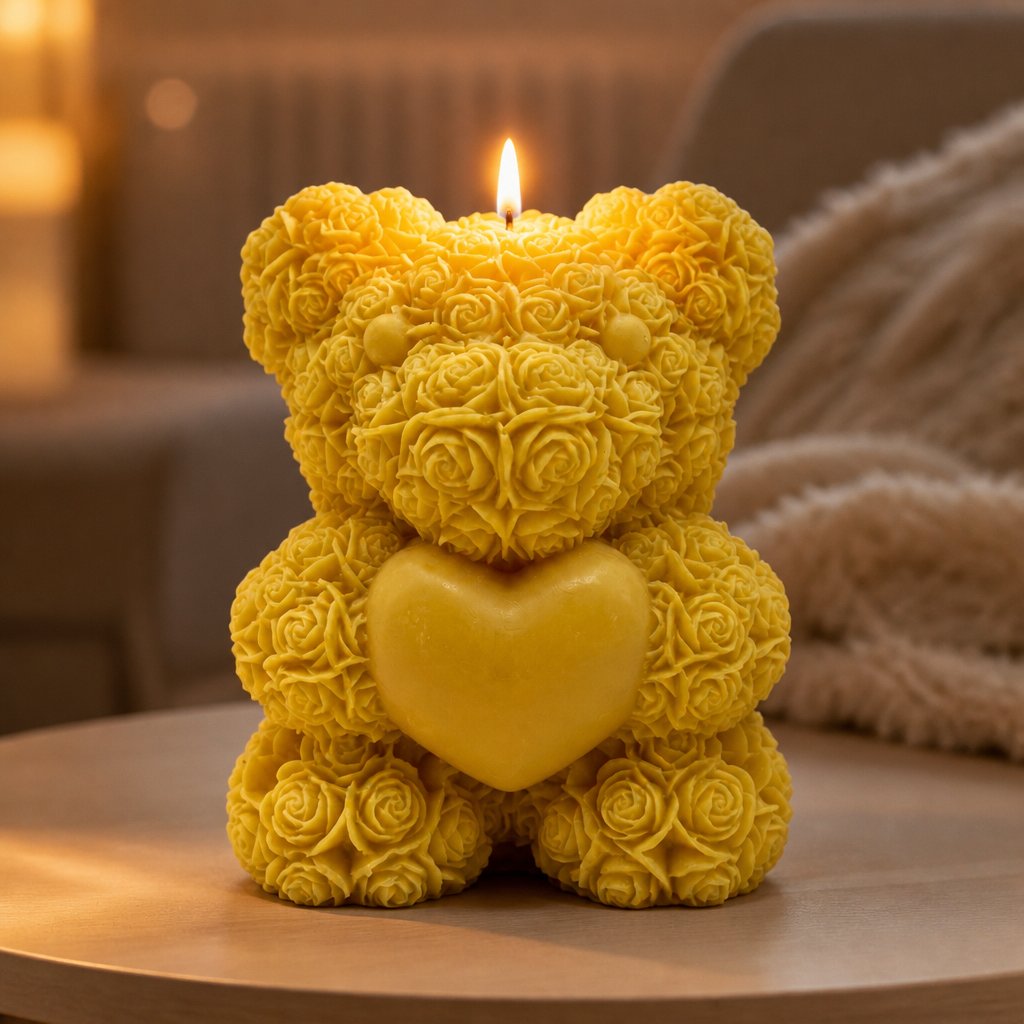 Sviećka Maxi Macko - Žltá/Limetka, Bazalka, Mandarínka